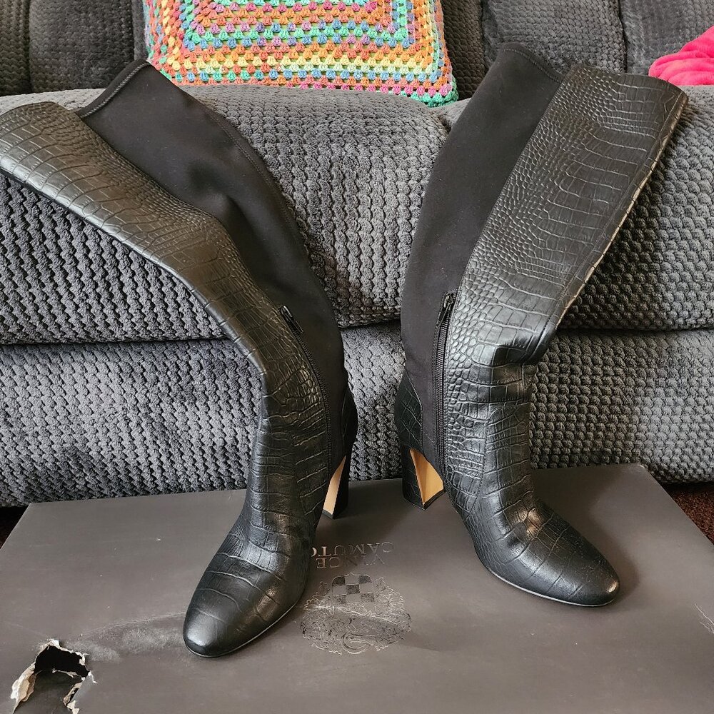 Black  croc Vince Camuto knee high boots